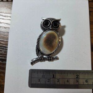 Abalone Shell Owl Brooch